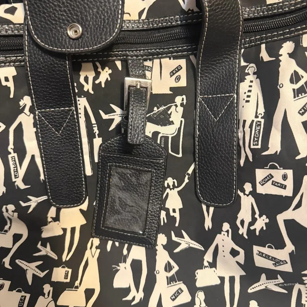 Vintage 2003 Sydney Love Travel Tote Black White Silhouette Weekender Bag